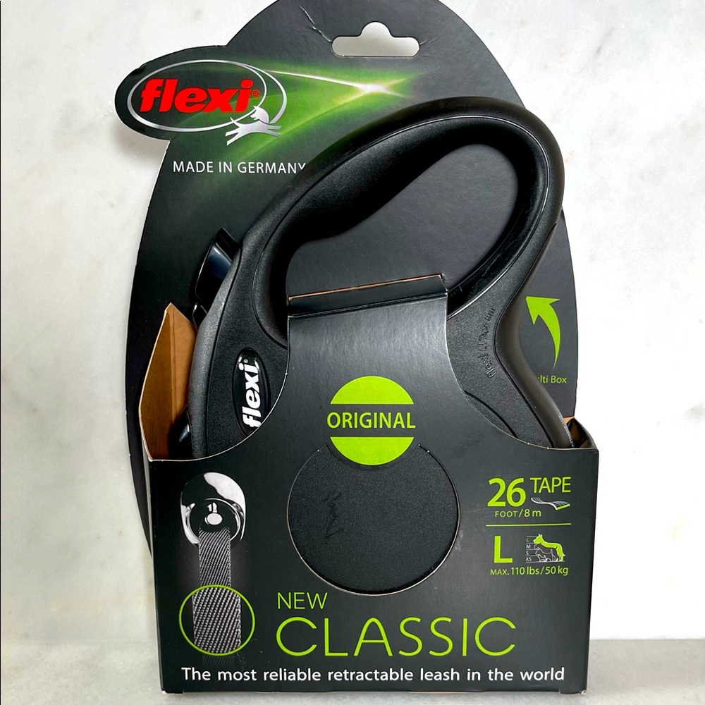 Flexi Design Original New Classic Retactable Dog Leash Black Large 26'